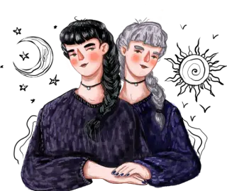 Illustration of gemini zodiac sign character