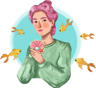 Illustration of pisces zodiac sign character